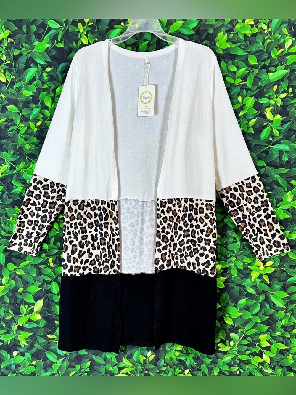 NWT Colorblock Leopard Print Cardigan / Medium